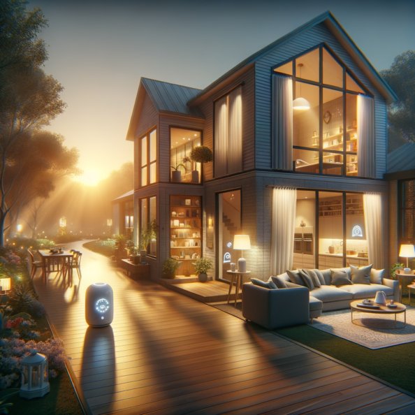 In una tranquilla casa di periferia, avvolta nell’atmosfera serena del pomeriggio, gli interni sono illuminati da una luce naturale che filtra attraverso le finestre. Non c’è nessuno in casa, ma il silenzio è interrotto solo dal leggero ronzio dei dispositivi elettronici.Nel soggiorno, la luce dell’ambiente si regola automaticamente, adattandosi alla luce naturale che varia con il trascorrere del giorno. Le tende si aprono e si chiudono delicatamente, seguendo un programma prestabilito per garantire la giusta quantità di luce e privacy in ogni momento.Nella cucina, un bollitore ad acqua si accende autonomamente, pronto a preparare una tazza di tè per il ritorno degli abitanti. Il frigorifero, dotato di sensori intelligenti, controlla costantemente la temperatura e la quantità di cibo al suo interno, avvisando di eventuali necessità di rifornimento o di problemi di conservazione.Nelle stanze da letto, i letti regolano automaticamente la loro temperatura e inclinazione per garantire un sonno confortevole. Le luci notturne si accendono dolcemente quando il sensore di movimento rileva un passaggio, illuminando il percorso senza disturbare il sonno.Nel bagno, il sistema di ventilazione si attiva autonomamente quando viene rilevata un’alta umidità, prevenendo la formazione di muffa e mantenendo l’ambiente fresco e asciutto.All’esterno, il sistema di irrigazione del giardino entra in azione, distribuendo l’acqua in modo uniforme e efficiente per mantenere il verde rigoglioso e vivace.Non c’è nessuno in casa, ma gli impianti di domotica lavorano instancabilmente per garantire il comfort, la sicurezza e l’efficienza energetica della dimora, creando un ambiente accogliente e funzionale che attende pazientemente il ritorno dei suoi abitanti.