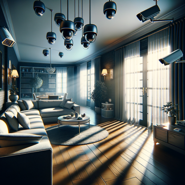 Nel silenzio di una casa deserta, l’unico rumore è il lieve ronzio dell’impianto di climatizzazione che riecheggia nei corridoi vuoti. L’atmosfera è tranquilla, ma gli occhi vigili delle telecamere di sorveglianza non conoscono riposo.Nella penombra delle stanze, le telecamere montate strategicamente scrutano ogni angolo con precisione chirurgica. Zoomano sui dettagli più piccoli, catturando ogni movimento, ogni variazione di luce, ogni segno di vita o di intrusione.Una telecamera montata sopra l’ingresso principale osserva silenziosamente mentre una foglia sospinta dal vento scivola sul marciapiede vuoto. Un’altra telecamera, posizionata nel soggiorno, inquadra il divano vuoto, la luce del sole che filtra dalle tende e crea motivi d’ombra sul pavimento immacolato.Nel frattempo, una terza telecamera panning, nascosta sotto un mobile, sorveglia la cucina, registrando ogni scatto del frigorifero che si apre e si chiude con il passaggio dell’aria condizionata.L’impianto di videosorveglianza funziona come un occhio onniveggente, senza emozioni né distrazioni. Non c’è bisogno di riposo o pausa, solo la continua vigilanza su ogni centimetro della casa.La casa, priva di persone, è avvolta nel suo silenzio solitario, ma gli occhi delle telecamere restano aperti, pronti a catturare qualsiasi evento che si verifichi, garantendo la sicurezza e la protezione anche quando gli abitanti sono lontani.