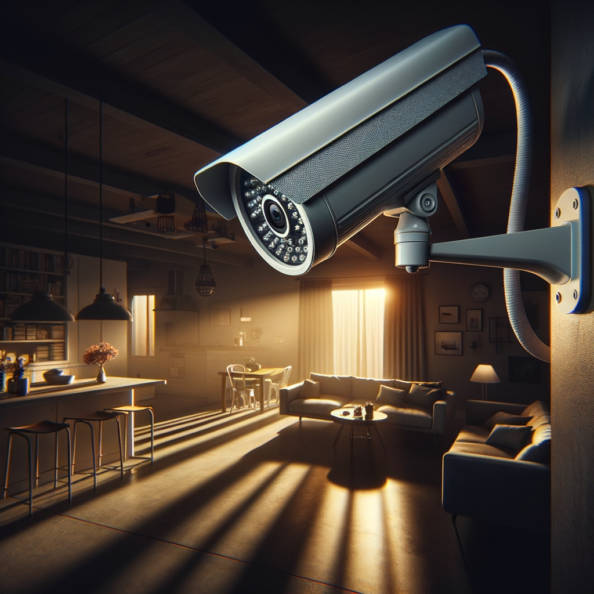Nel silenzio di una casa deserta, l’unico rumore è il lieve ronzio dell’impianto di climatizzazione che riecheggia nei corridoi vuoti. L’atmosfera è tranquilla, ma gli occhi vigili delle telecamere di sorveglianza non conoscono riposo.Nella penombra delle stanze, le telecamere montate strategicamente scrutano ogni angolo con precisione chirurgica. Zoomano sui dettagli più piccoli, catturando ogni movimento, ogni variazione di luce, ogni segno di vita o di intrusione.Una telecamera montata sopra l’ingresso principale osserva silenziosamente mentre una foglia sospinta dal vento scivola sul marciapiede vuoto. Un’altra telecamera, posizionata nel soggiorno, inquadra il divano vuoto, la luce del sole che filtra dalle tende e crea motivi d’ombra sul pavimento immacolato.Nel frattempo, una terza telecamera panning, nascosta sotto un mobile, sorveglia la cucina, registrando ogni scatto del frigorifero che si apre e si chiude con il passaggio dell’aria condizionata.L’impianto di videosorveglianza funziona come un occhio onniveggente, senza emozioni né distrazioni. Non c’è bisogno di riposo o pausa, solo la continua vigilanza su ogni centimetro della casa.La casa, priva di persone, è avvolta nel suo silenzio solitario, ma gli occhi delle telecamere restano aperti, pronti a catturare qualsiasi evento che si verifichi, garantendo la sicurezza e la protezione anche quando gli abitanti sono lontani.