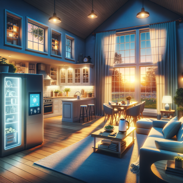 In una tranquilla casa di periferia, avvolta nell’atmosfera serena del pomeriggio, gli interni sono illuminati da una luce naturale che filtra attraverso le finestre. Non c’è nessuno in casa, ma il silenzio è interrotto solo dal leggero ronzio dei dispositivi elettronici.Nel soggiorno, la luce dell’ambiente si regola automaticamente, adattandosi alla luce naturale che varia con il trascorrere del giorno. Le tende si aprono e si chiudono delicatamente, seguendo un programma prestabilito per garantire la giusta quantità di luce e privacy in ogni momento.Nella cucina, un bollitore ad acqua si accende autonomamente, pronto a preparare una tazza di tè per il ritorno degli abitanti. Il frigorifero, dotato di sensori intelligenti, controlla costantemente la temperatura e la quantità di cibo al suo interno, avvisando di eventuali necessità di rifornimento o di problemi di conservazione.Nelle stanze da letto, i letti regolano automaticamente la loro temperatura e inclinazione per garantire un sonno confortevole. Le luci notturne si accendono dolcemente quando il sensore di movimento rileva un passaggio, illuminando il percorso senza disturbare il sonno.Nel bagno, il sistema di ventilazione si attiva autonomamente quando viene rilevata un’alta umidità, prevenendo la formazione di muffa e mantenendo l’ambiente fresco e asciutto.All’esterno, il sistema di irrigazione del giardino entra in azione, distribuendo l’acqua in modo uniforme e efficiente per mantenere il verde rigoglioso e vivace.Non c’è nessuno in casa, ma gli impianti di domotica lavorano instancabilmente per garantire il comfort, la sicurezza e l’efficienza energetica della dimora, creando un ambiente accogliente e funzionale che attende pazientemente il ritorno dei suoi abitanti.