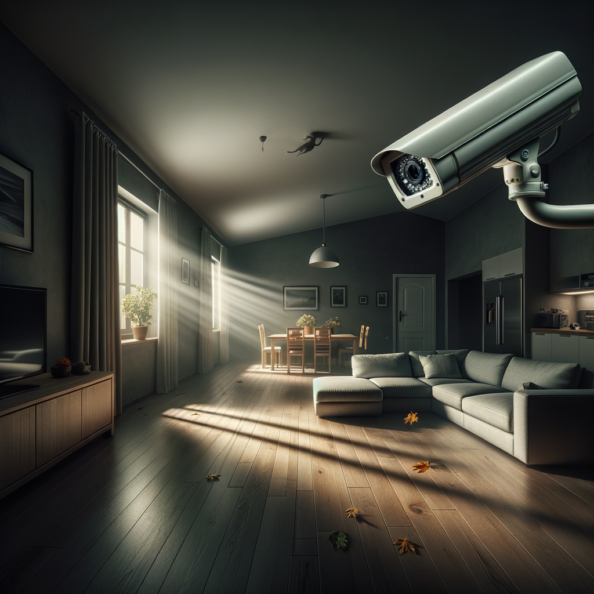 Nel silenzio di una casa deserta, l’unico rumore è il lieve ronzio dell’impianto di climatizzazione che riecheggia nei corridoi vuoti. L’atmosfera è tranquilla, ma gli occhi vigili delle telecamere di sorveglianza non conoscono riposo.Nella penombra delle stanze, le telecamere montate strategicamente scrutano ogni angolo con precisione chirurgica. Zoomano sui dettagli più piccoli, catturando ogni movimento, ogni variazione di luce, ogni segno di vita o di intrusione.Una telecamera montata sopra l’ingresso principale osserva silenziosamente mentre una foglia sospinta dal vento scivola sul marciapiede vuoto. Un’altra telecamera, posizionata nel soggiorno, inquadra il divano vuoto, la luce del sole che filtra dalle tende e crea motivi d’ombra sul pavimento immacolato.Nel frattempo, una terza telecamera panning, nascosta sotto un mobile, sorveglia la cucina, registrando ogni scatto del frigorifero che si apre e si chiude con il passaggio dell’aria condizionata.L’impianto di videosorveglianza funziona come un occhio onniveggente, senza emozioni né distrazioni. Non c’è bisogno di riposo o pausa, solo la continua vigilanza su ogni centimetro della casa.La casa, priva di persone, è avvolta nel suo silenzio solitario, ma gli occhi delle telecamere restano aperti, pronti a catturare qualsiasi evento che si verifichi, garantendo la sicurezza e la protezione anche quando gli abitanti sono lontani.
