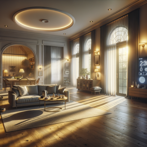 In una tranquilla casa di periferia, avvolta nell’atmosfera serena del pomeriggio, gli interni sono illuminati da una luce naturale che filtra attraverso le finestre. Non c’è nessuno in casa, ma il silenzio è interrotto solo dal leggero ronzio dei dispositivi elettronici.Nel soggiorno, la luce dell’ambiente si regola automaticamente, adattandosi alla luce naturale che varia con il trascorrere del giorno. Le tende si aprono e si chiudono delicatamente, seguendo un programma prestabilito per garantire la giusta quantità di luce e privacy in ogni momento.Nella cucina, un bollitore ad acqua si accende autonomamente, pronto a preparare una tazza di tè per il ritorno degli abitanti. Il frigorifero, dotato di sensori intelligenti, controlla costantemente la temperatura e la quantità di cibo al suo interno, avvisando di eventuali necessità di rifornimento o di problemi di conservazione.Nelle stanze da letto, i letti regolano automaticamente la loro temperatura e inclinazione per garantire un sonno confortevole. Le luci notturne si accendono dolcemente quando il sensore di movimento rileva un passaggio, illuminando il percorso senza disturbare il sonno.Nel bagno, il sistema di ventilazione si attiva autonomamente quando viene rilevata un’alta umidità, prevenendo la formazione di muffa e mantenendo l’ambiente fresco e asciutto.All’esterno, il sistema di irrigazione del giardino entra in azione, distribuendo l’acqua in modo uniforme e efficiente per mantenere il verde rigoglioso e vivace.Non c’è nessuno in casa, ma gli impianti di domotica lavorano instancabilmente per garantire il comfort, la sicurezza e l’efficienza energetica della dimora, creando un ambiente accogliente e funzionale che attende pazientemente il ritorno dei suoi abitanti.