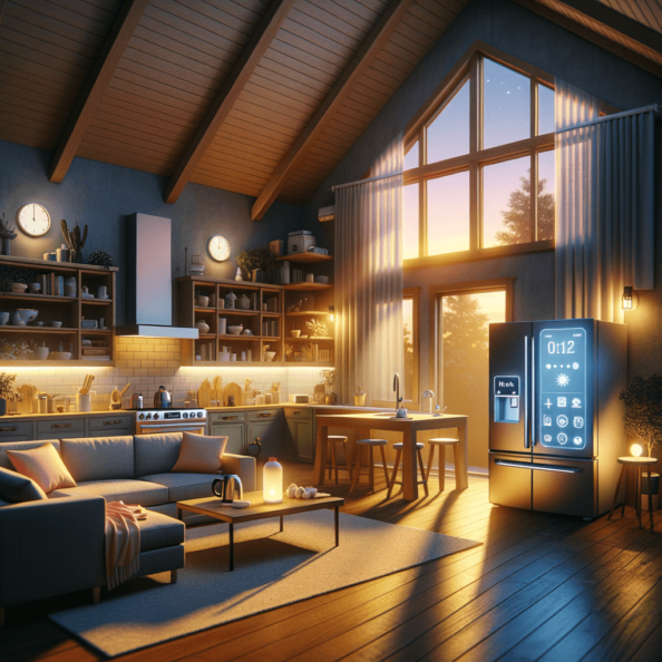 In una tranquilla casa di periferia, avvolta nell’atmosfera serena del pomeriggio, gli interni sono illuminati da una luce naturale che filtra attraverso le finestre. Non c’è nessuno in casa, ma il silenzio è interrotto solo dal leggero ronzio dei dispositivi elettronici.Nel soggiorno, la luce dell’ambiente si regola automaticamente, adattandosi alla luce naturale che varia con il trascorrere del giorno. Le tende si aprono e si chiudono delicatamente, seguendo un programma prestabilito per garantire la giusta quantità di luce e privacy in ogni momento.Nella cucina, un bollitore ad acqua si accende autonomamente, pronto a preparare una tazza di tè per il ritorno degli abitanti. Il frigorifero, dotato di sensori intelligenti, controlla costantemente la temperatura e la quantità di cibo al suo interno, avvisando di eventuali necessità di rifornimento o di problemi di conservazione.Nelle stanze da letto, i letti regolano automaticamente la loro temperatura e inclinazione per garantire un sonno confortevole. Le luci notturne si accendono dolcemente quando il sensore di movimento rileva un passaggio, illuminando il percorso senza disturbare il sonno.Nel bagno, il sistema di ventilazione si attiva autonomamente quando viene rilevata un’alta umidità, prevenendo la formazione di muffa e mantenendo l’ambiente fresco e asciutto.All’esterno, il sistema di irrigazione del giardino entra in azione, distribuendo l’acqua in modo uniforme e efficiente per mantenere il verde rigoglioso e vivace.Non c’è nessuno in casa, ma gli impianti di domotica lavorano instancabilmente per garantire il comfort, la sicurezza e l’efficienza energetica della dimora, creando un ambiente accogliente e funzionale che attende pazientemente il ritorno dei suoi abitanti.