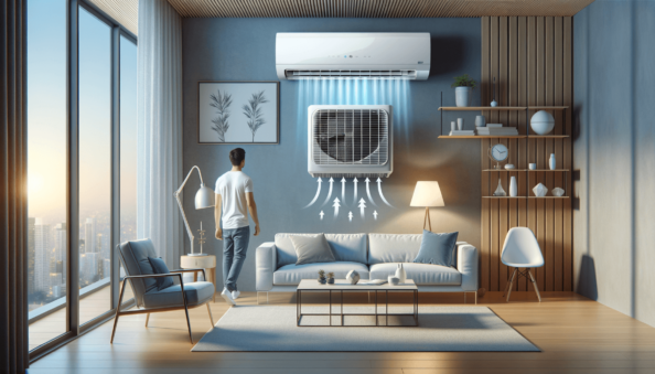 Genera una foto realistica che illustra il concetto descritto nell’articolo. Per favore, usa il testo dell’articolo tra parentesi per comprendere il contesto specifico dell’immagine. L’immagine dovrebbe essere di alta qualità e riflettere fedelmente il tema trattato. Ad esempio, se l’articolo parla dei vantaggi dei climatizzatori portatili, l’immagine dovrebbe mostrare un condizionatore portatile in un ambiente domestico moderno. Se l’articolo riguarda la manutenzione dei condizionatori, crea un’immagine che mostri una persona mentre pulisce o ispeziona un condizionatore. Ecco il testo dell’articolo da cui trarre ispirazione: (Portable air conditioners have been gaining popularity in recent years due to their extraordinary versatility and ease of use. This article explores in detail the advantages they offer over fixed air conditioners.Air conditioners have become essential to maintaining a comfortable home environment during the hot summer months. Choosing between the various types available on the market can be complicated. Portable air conditioners emerge as an appealing option for those seeking flexibility and convenience without compromising on comfort.The most obvious advantage of portable air conditioners is their mobility. These devices have wheels that allow for easy movement from room to room, providing cooling where needed and reducing the need for multiple units in a home. Unlike fixed air conditioners, which require permanent installation and usually cool only one area.The installation of a fixed air conditioner can be a complicated process, often requiring the intervention of specialized technicians and additional costs. On the other hand, portable air conditioners only require an opening for the exhaust of hot air, usually a window or a door, making setup simple and fast.Many portable models offer additional features such as moisture venting and ventilation and can be used all year round. This makes them a versatile choice even in seasons other than summer. On the contrary, while fixed air conditioners are very efficient at cooling, they often do not include other air conditioning functionalities.Costs for portable air conditioners tend to be lower initially than their fixed counterparts, making them a more accessible option. Furthermore, maintenance is generally simpler and less costly, as many operations can be performed by the owner without too much difficulty.In conclusion, portable air conditioners are a practical solution for those looking for flexibility and convenience without sacrificing comfort. They are ideal for those living in rental spaces, wishing to cool multiple rooms without having to invest in more fixed units, or looking for a more economical option both in terms of purchase cost and maintenance. While they may not be ideal for cooling very large spaces or specific air conditioning needs, they represent a valid alternative for a multitude of environments and uses. Consider your specific needs carefully before making a choice, considering the benefits a portable air conditioner can bring to your home life.).