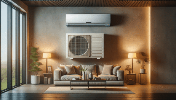 Genera una foto realistica che illustra il concetto descritto nell’articolo. Per favore, usa il testo dell’articolo tra parentesi per comprendere il contesto specifico dell’immagine. L’immagine dovrebbe essere di alta qualità e riflettere fedelmente il tema trattato. Ad esempio, se l’articolo parla dei vantaggi dei climatizzatori portatili, l’immagine dovrebbe mostrare un condizionatore portatile in un ambiente domestico moderno. Se l’articolo riguarda la manutenzione dei condizionatori, crea un’immagine che mostri una persona mentre pulisce o ispeziona un condizionatore. Ecco il testo dell’articolo da cui trarre ispirazione: (Wall-mounted and window air conditioning systems are two commonly used solutions for indoor climate control. Despite their shared purpose of cooling and dehumidifying the air, each type has specific features impacting their cooling ability, energy efficiency, and installation.Wall-mounted air conditioners are part of split systems, including an internal unit mounted on the wall and an external unit. They require drilling holes in walls for tubing and suitable placement for the external unit. However, these models are more aesthetically discreet and blend better with various furniture due to the compact internal unit.In contrast, window air conditioners, as the name suggests, are designed to be mounted in a window. They are generally easier to install, requiring fewer structural modifications compared to wall-mounted models. However, they may result in a less elegant visual appearance and may reduce the amount of natural light entering the room.In terms of energy efficiency, wall-mounted air conditioners usually offer superior energy efficiency due to their inverter technology for precise temperature control, reducing energy consumption. They are ideal for cooling large spaces or multiple rooms due to varying power and capacities. Conversely, window air conditioners are less efficient but can effectively cool smaller spaces, with their efficiency largely dependent on window insulation and external conditions.Regarding costs and maintenance, wall-mounted air conditioners typically require a greater initial investment for purchase and installation. They also require regular maintenance, such as filter cleaning and refrigerant checks. On the other hand, window air conditioners usually have lower initial costs and simpler maintenance, mainly focusing on filter and coil cleaning.In choosing between the two, factors like specific housing needs, local climatic conditions, budget considerations should be taken into account. Wall-mounted air conditioners offer more efficiency and flexibility but require a larger initial investment. Window models are cheaper, more practical for smaller spaces, and less invasive in installation. Ultimately, the choice depends on specific circumstances and personal priorities. For optimal operation and longevity, professional installation and regular maintenance are always recommended.).