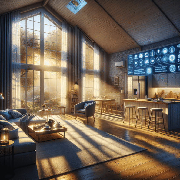 In una tranquilla casa di periferia, avvolta nell’atmosfera serena del pomeriggio, gli interni sono illuminati da una luce naturale che filtra attraverso le finestre. Non c’è nessuno in casa, ma il silenzio è interrotto solo dal leggero ronzio dei dispositivi elettronici.Nel soggiorno, la luce dell’ambiente si regola automaticamente, adattandosi alla luce naturale che varia con il trascorrere del giorno. Le tende si aprono e si chiudono delicatamente, seguendo un programma prestabilito per garantire la giusta quantità di luce e privacy in ogni momento.Nella cucina, un bollitore ad acqua si accende autonomamente, pronto a preparare una tazza di tè per il ritorno degli abitanti. Il frigorifero, dotato di sensori intelligenti, controlla costantemente la temperatura e la quantità di cibo al suo interno, avvisando di eventuali necessità di rifornimento o di problemi di conservazione.Nelle stanze da letto, i letti regolano automaticamente la loro temperatura e inclinazione per garantire un sonno confortevole. Le luci notturne si accendono dolcemente quando il sensore di movimento rileva un passaggio, illuminando il percorso senza disturbare il sonno.Nel bagno, il sistema di ventilazione si attiva autonomamente quando viene rilevata un’alta umidità, prevenendo la formazione di muffa e mantenendo l’ambiente fresco e asciutto.All’esterno, il sistema di irrigazione del giardino entra in azione, distribuendo l’acqua in modo uniforme e efficiente per mantenere il verde rigoglioso e vivace.Non c’è nessuno in casa, ma gli impianti di domotica lavorano instancabilmente per garantire il comfort, la sicurezza e l’efficienza energetica della dimora, creando un ambiente accogliente e funzionale che attende pazientemente il ritorno dei suoi abitanti.